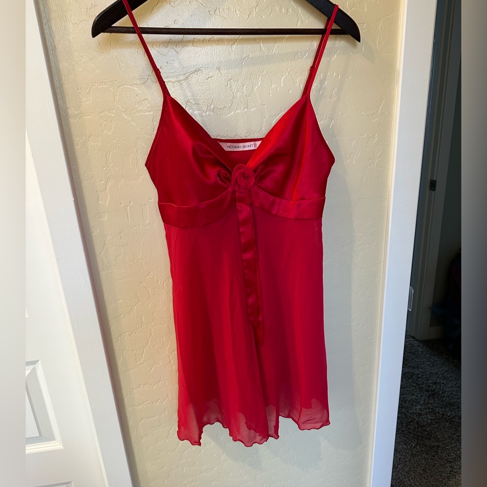 Victoria’s Secret Red Chemise Gown Panty Set
